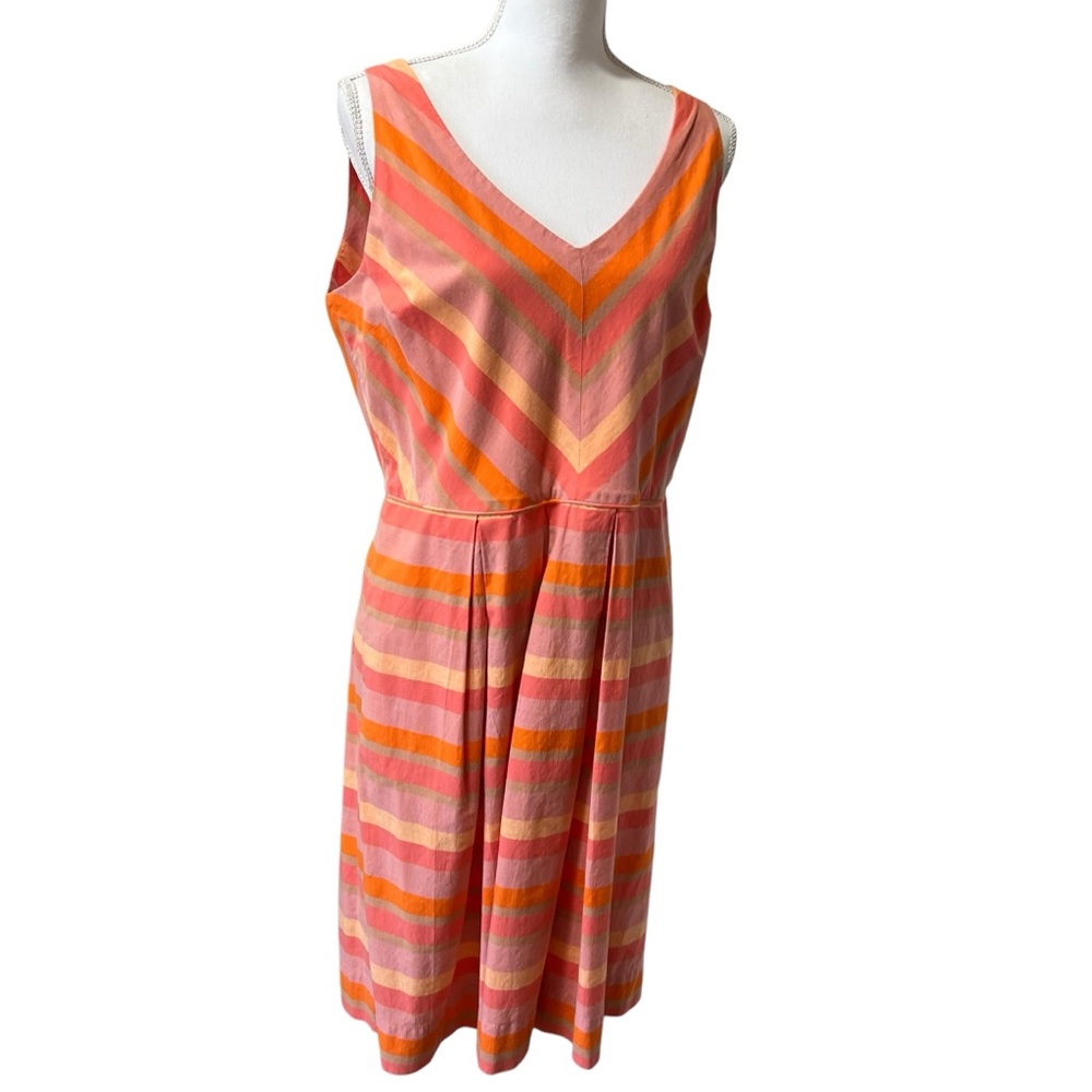 Lands End Striped Fit & Flare Sleeveless Dress Pink & Orange Sundress Size 12 - Picture 12 of 15